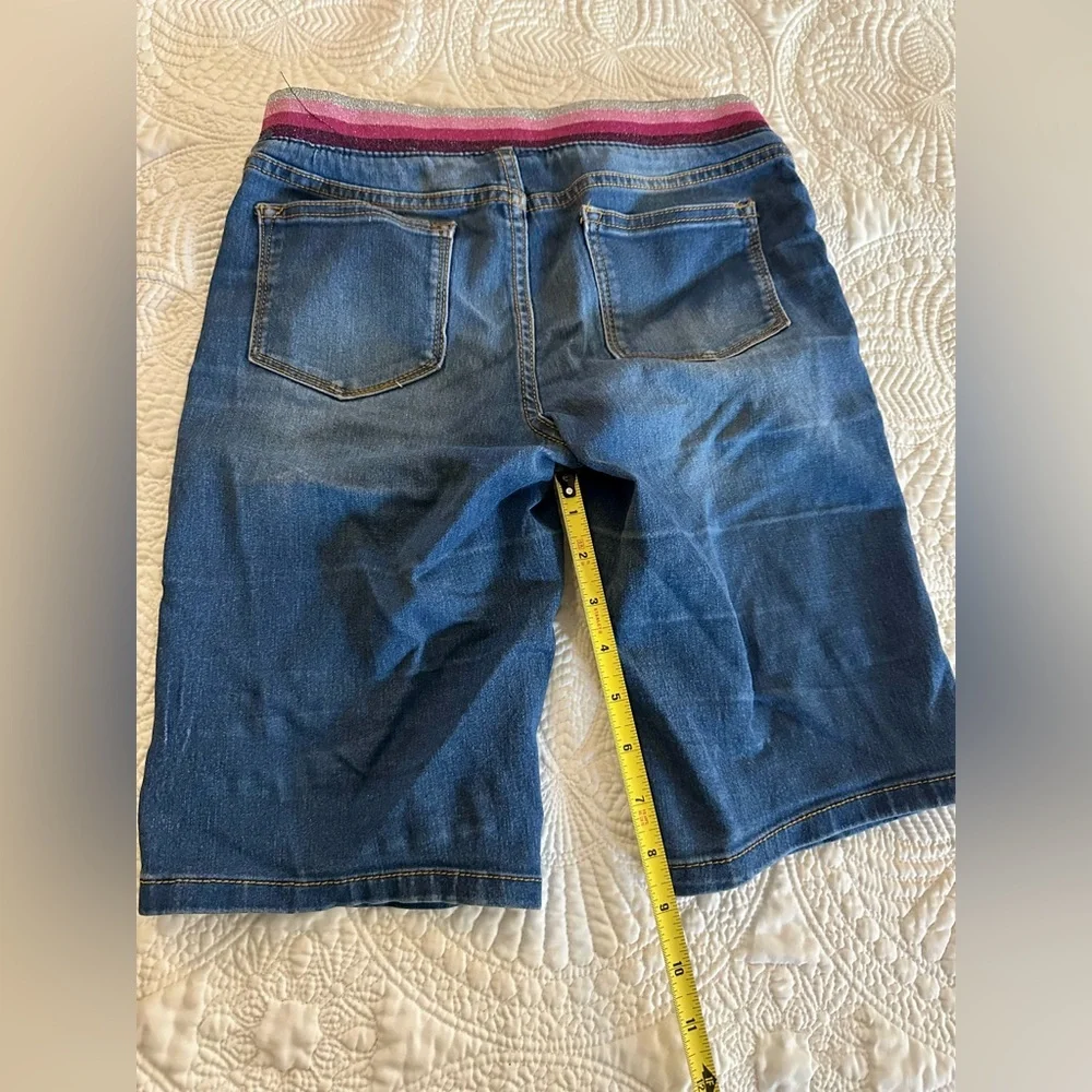 Vigoss Girls' Denim Bermuda Shorts w/ Sparkle Knit‎ Waistband